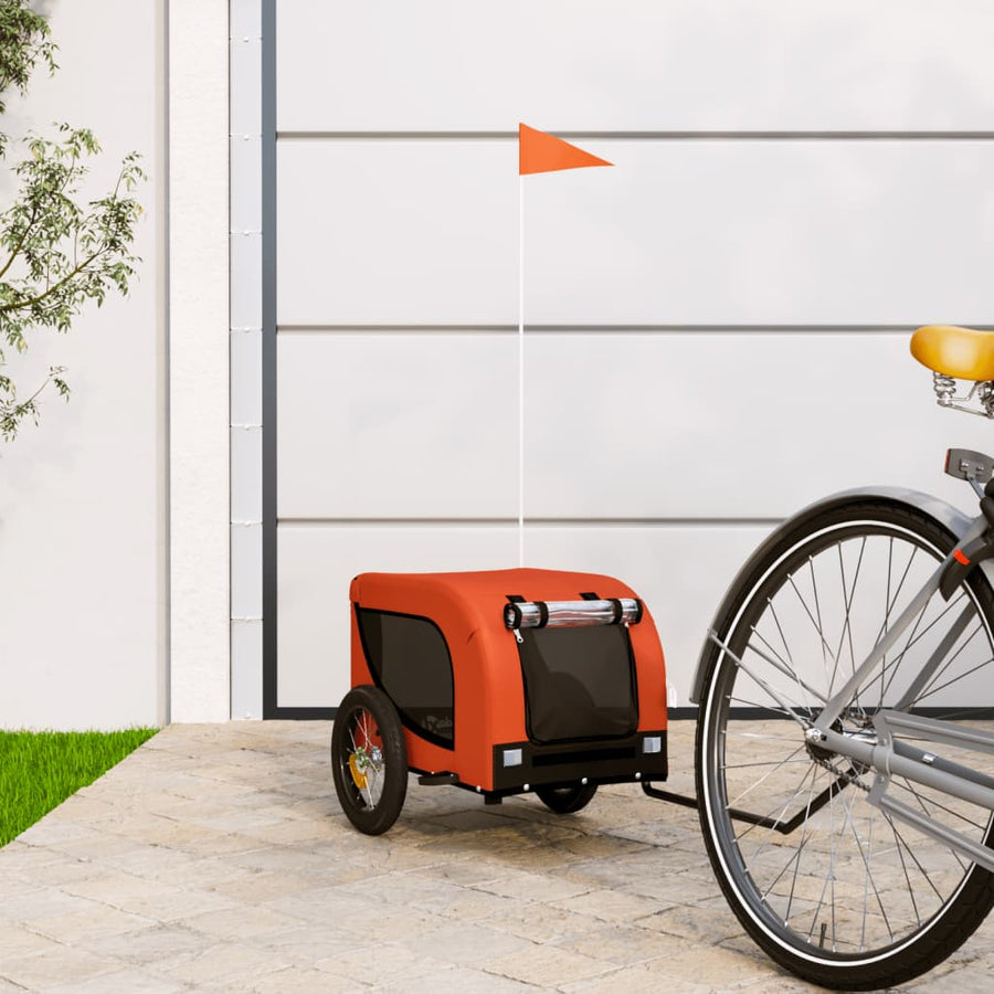 Hondenfietstrailer Oxford Stof En Ijzer Oranje En Zwart 124 x 53 x 53 cm orange