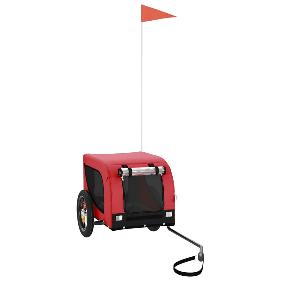 Hondenfietstrailer Oxford Stof En Ijzer En Zwart 124 x 53 x 53 cm Rood
