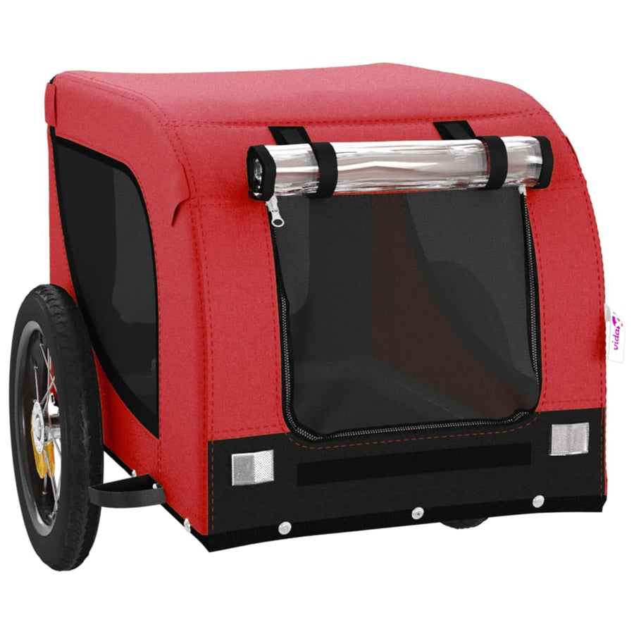 Hondenfietstrailer Oxford Stof En Ijzer En Zwart 124 x 53 x 53 cm Rood
