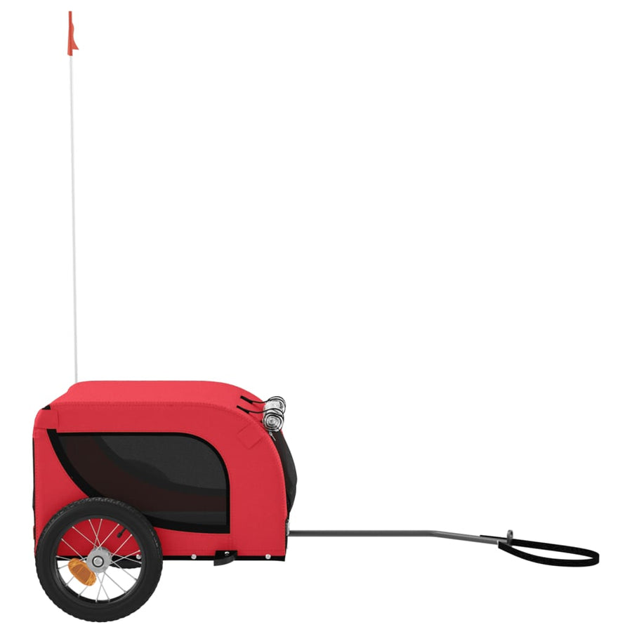 Hondenfietstrailer Oxford Stof En Ijzer En Zwart 124 x 53 x 53 cm Rood