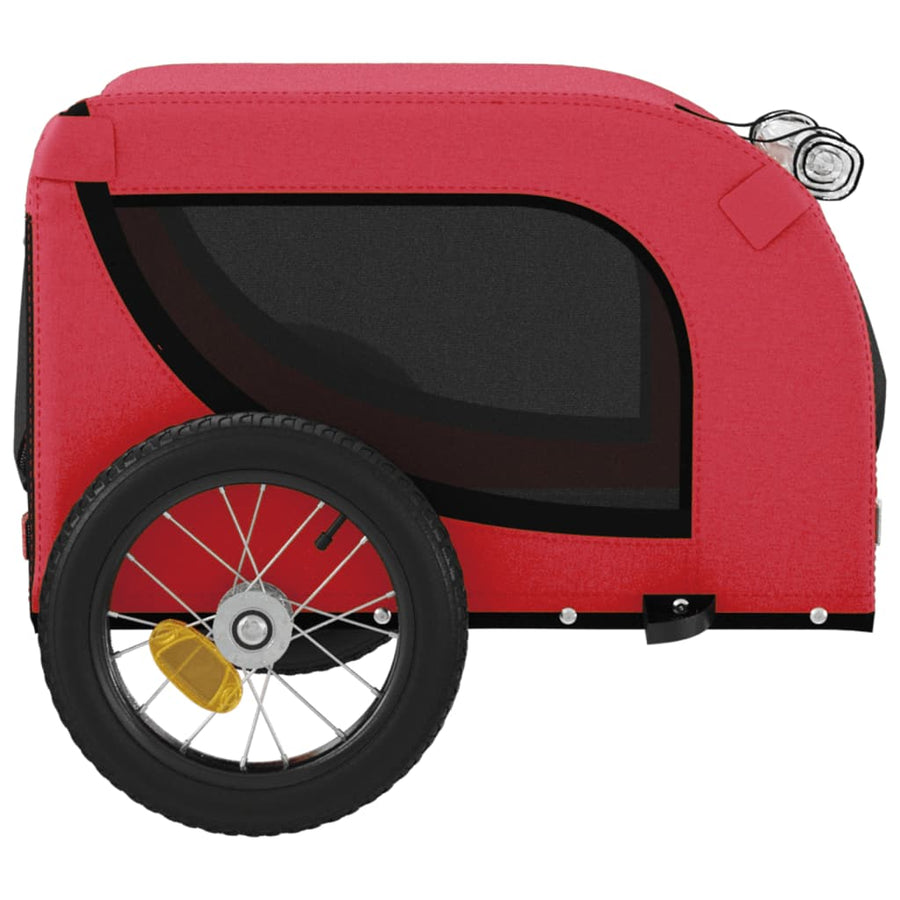 Hondenfietstrailer Oxford Stof En Ijzer En Zwart 124 x 53 x 53 cm Rood