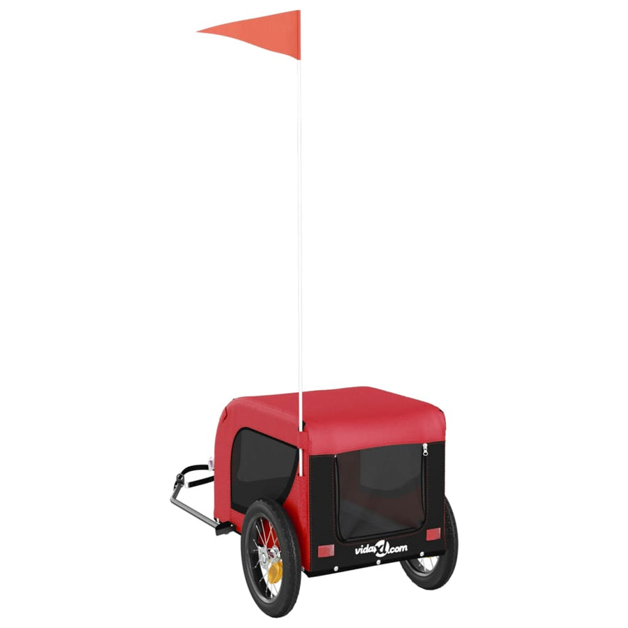 Hondenfietstrailer Oxford Stof En Ijzer En Zwart 124 x 53 x 53 cm Rood