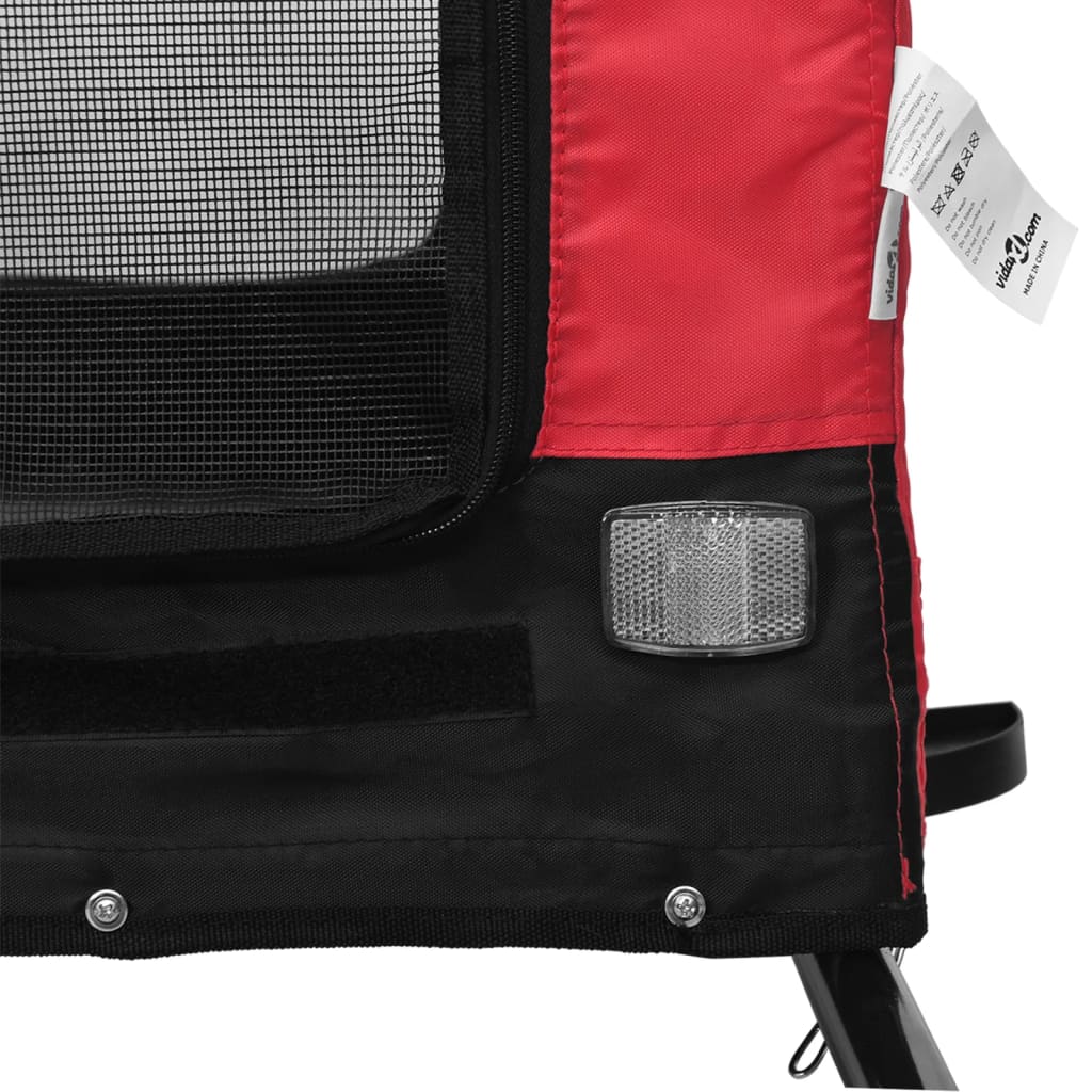 Hondenfietstrailer Oxford Stof En Ijzer En Zwart 124 x 53 x 53 cm Rood