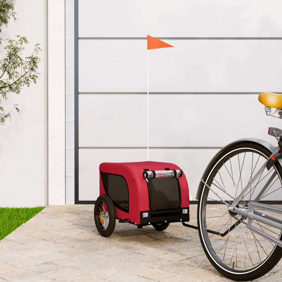Hondenfietstrailer Oxford Stof En Ijzer En Zwart 124 x 53 x 53 cm Rood
