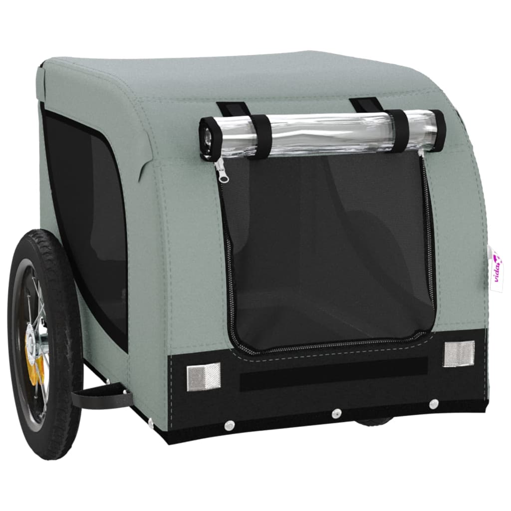 Hondenfietstrailer Oxford Stof En Ijzer En Zwart 124 x 53 x 53 cm Grijs