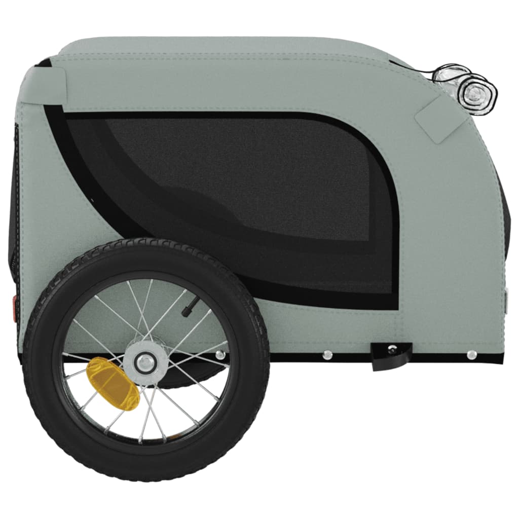 Hondenfietstrailer Oxford Stof En Ijzer En Zwart 124 x 53 x 53 cm Grijs