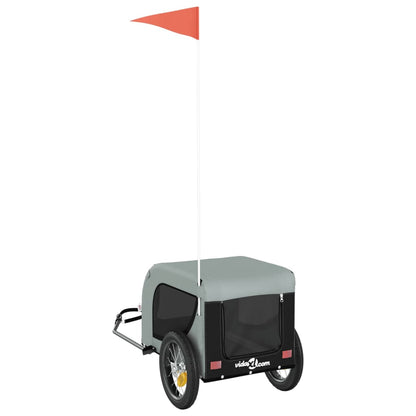 Hondenfietstrailer Oxford Stof En Ijzer En Zwart 124 x 53 x 53 cm Grijs