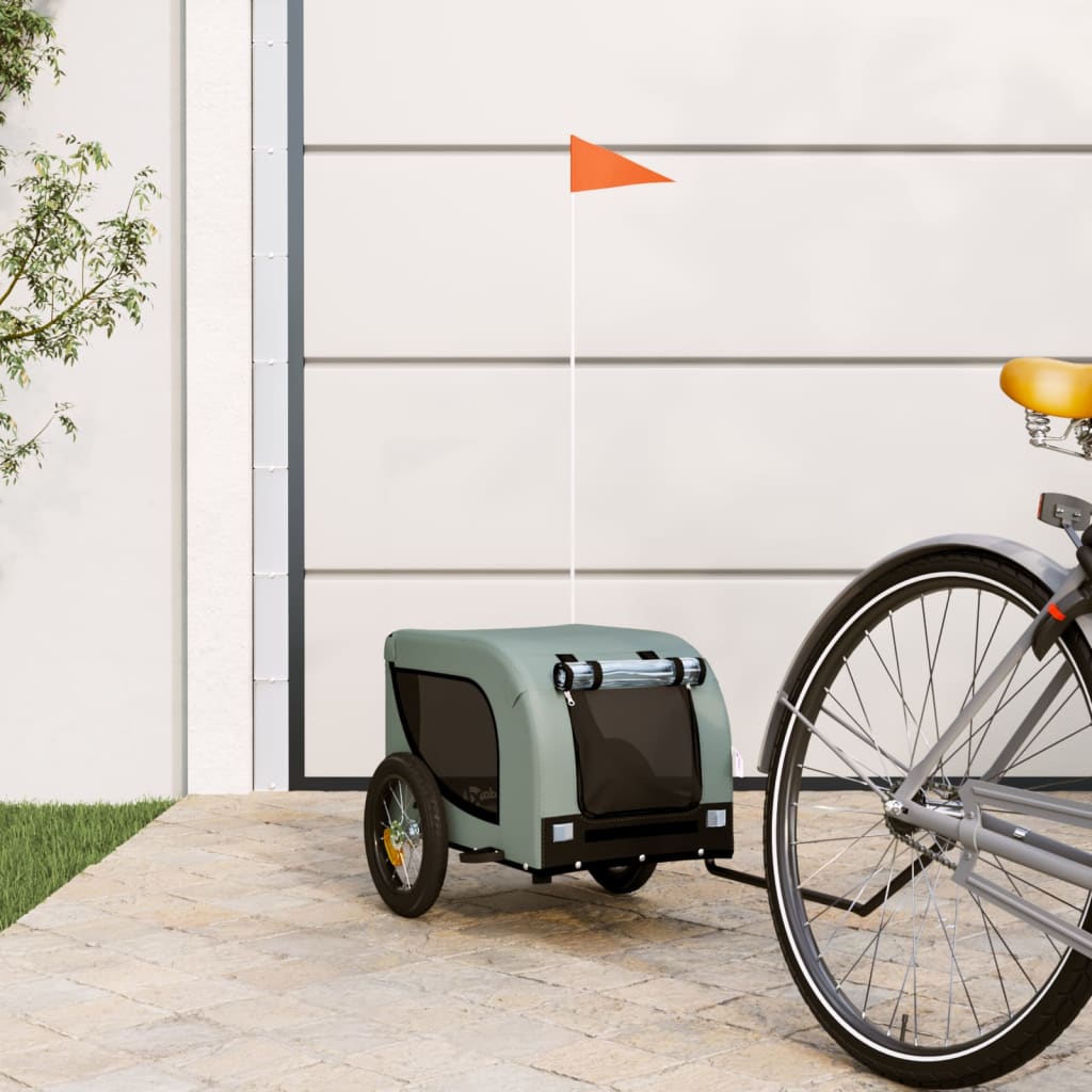 Hondenfietstrailer Oxford Stof En Ijzer En Zwart 124 x 53 x 53 cm Grijs