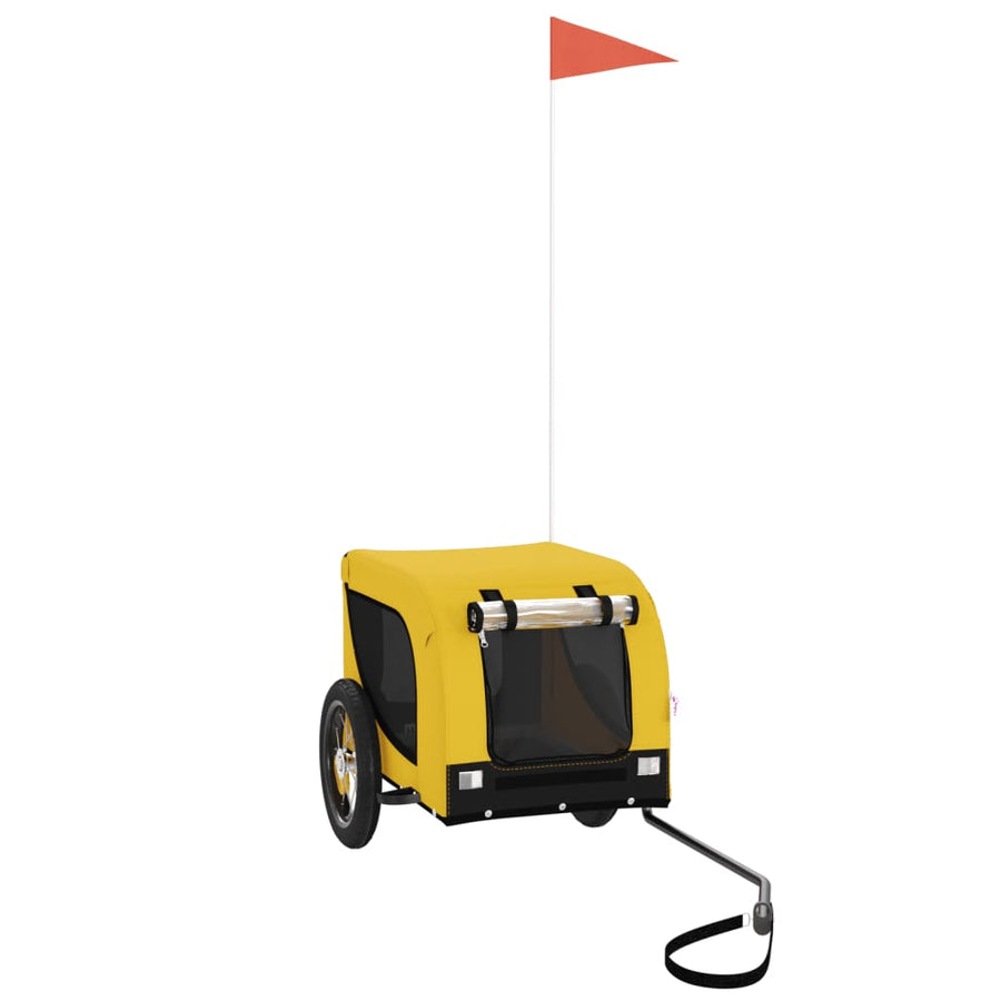 Hondenfietstrailer Oxford Stof En Ijzer En Zwart 124 x 53 x 53 cm Geel