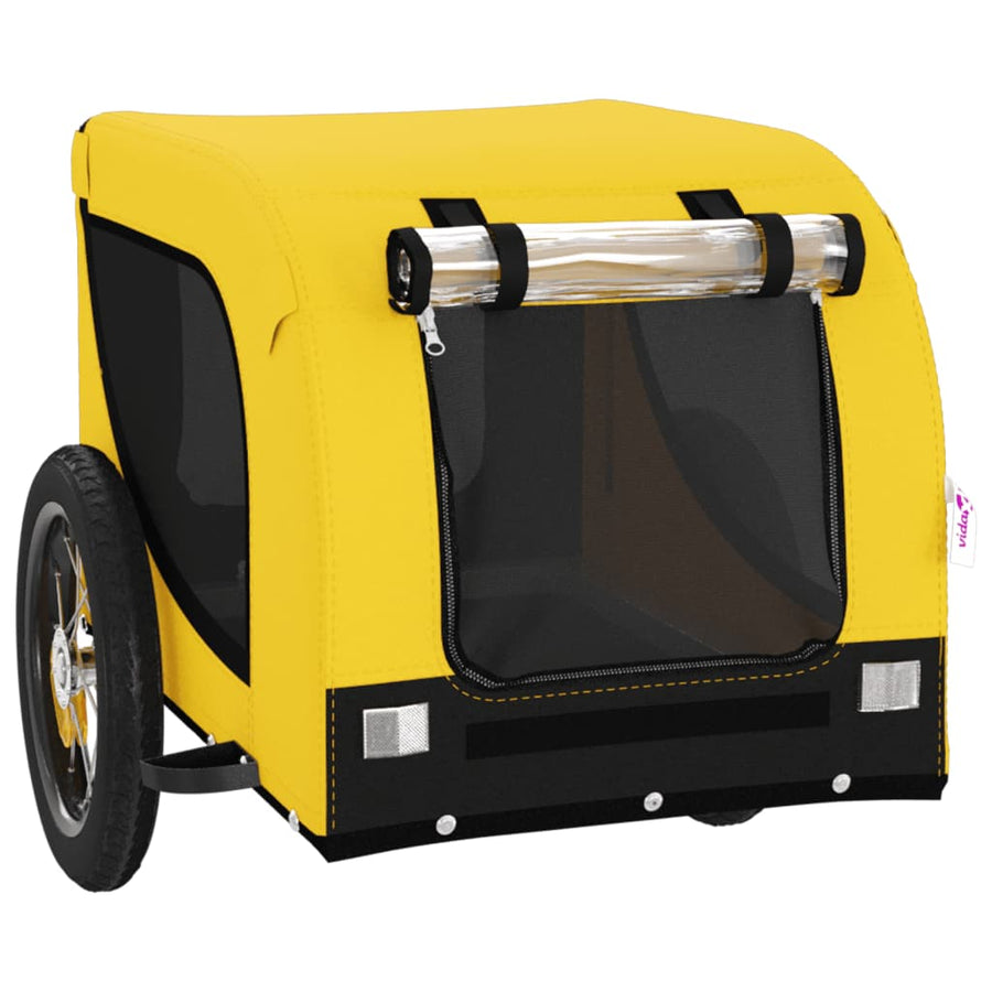 Hondenfietstrailer Oxford Stof En Ijzer En Zwart 124 x 53 x 53 cm Geel