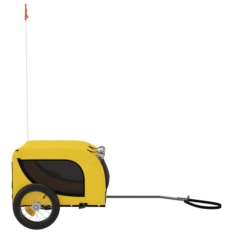 Hondenfietstrailer Oxford Stof En Ijzer En Zwart 124 x 53 x 53 cm Geel