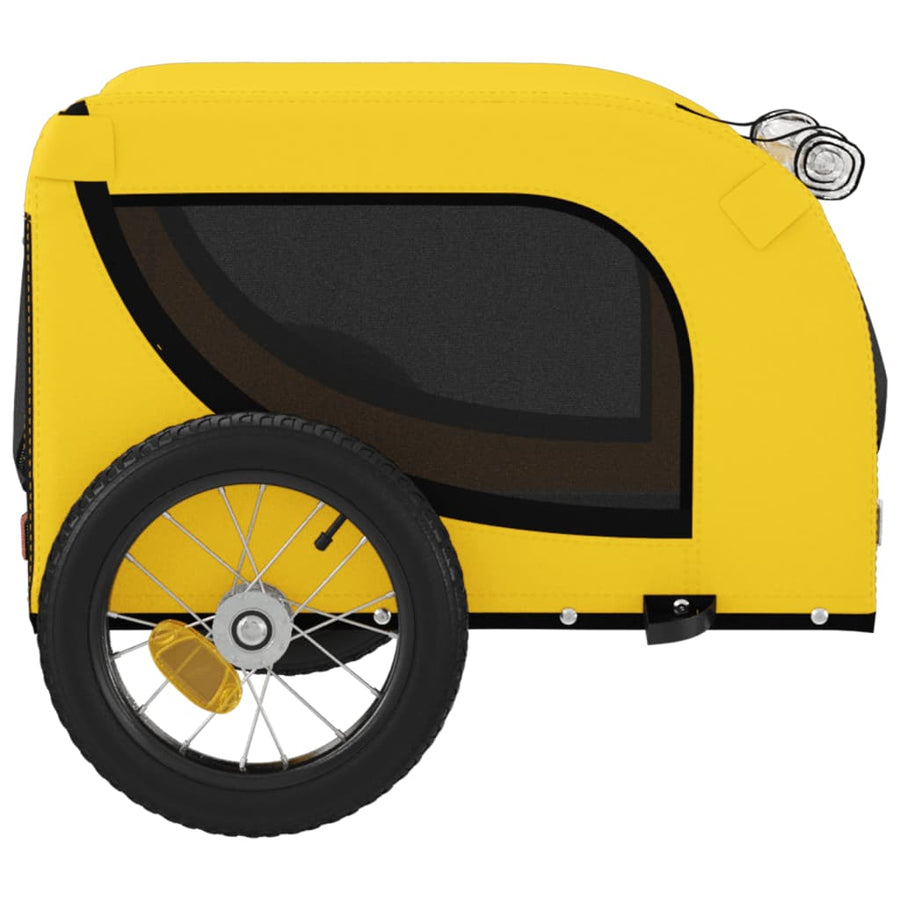 Hondenfietstrailer Oxford Stof En Ijzer En Zwart 124 x 53 x 53 cm Geel