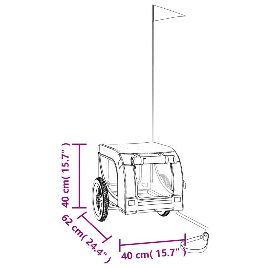 Hondenfietstrailer Oxford Stof En Ijzer En Zwart 124 x 53 x 53 cm Geel
