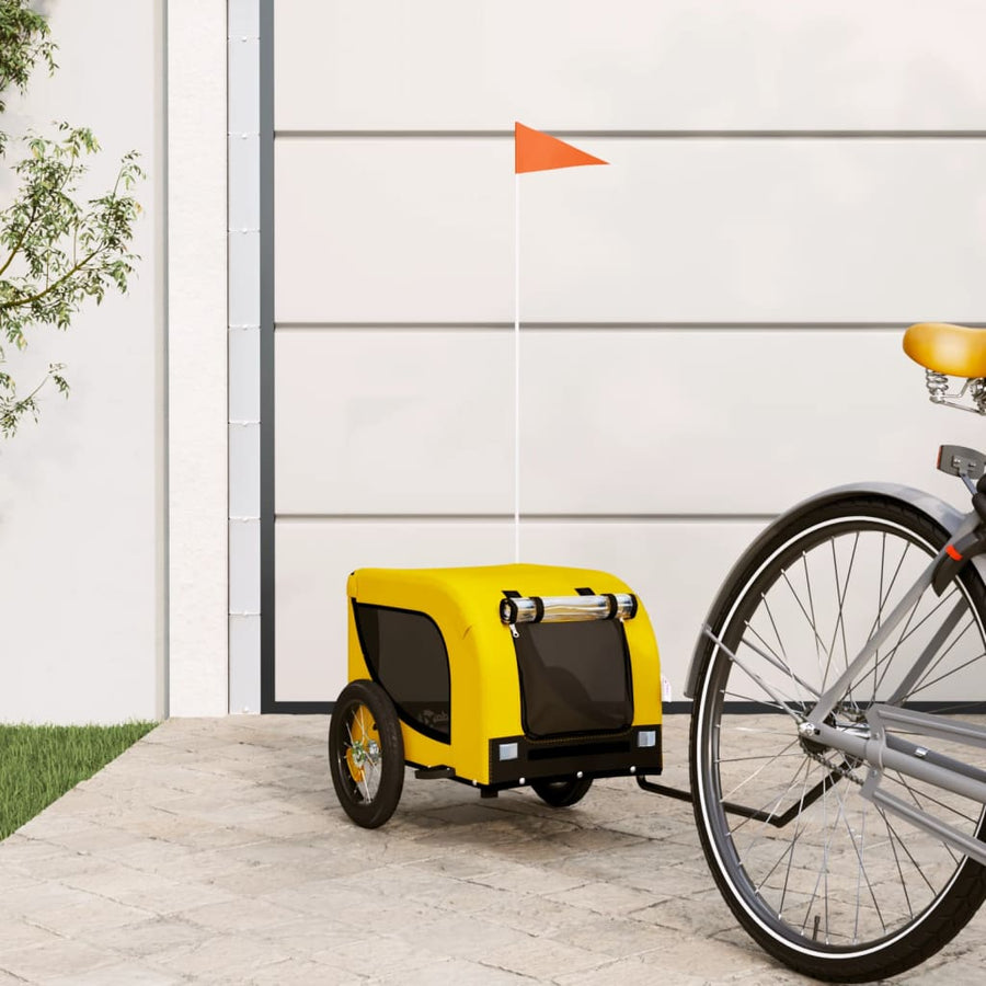 Hondenfietstrailer Oxford Stof En Ijzer En Zwart 124 x 53 x 53 cm Geel