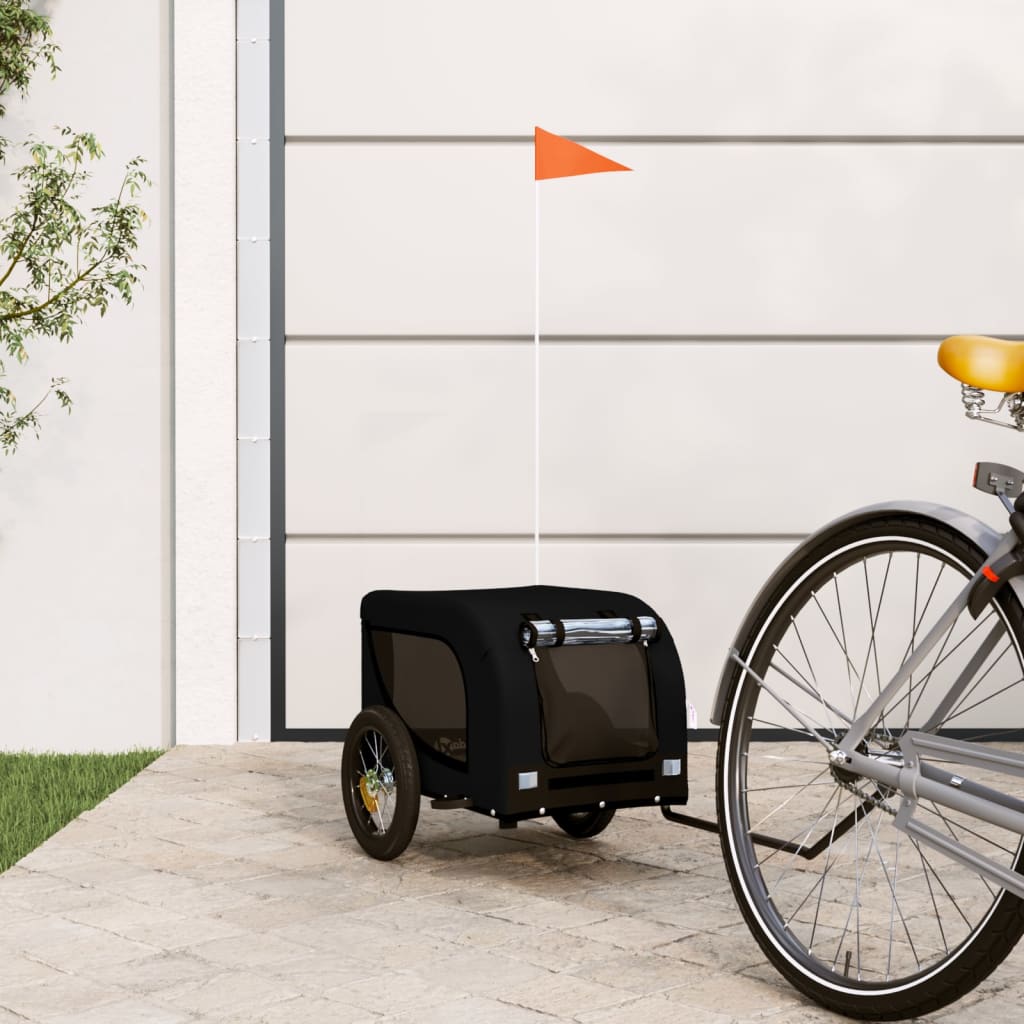 Hondenfietstrailer oxford stof en ijzer zwart