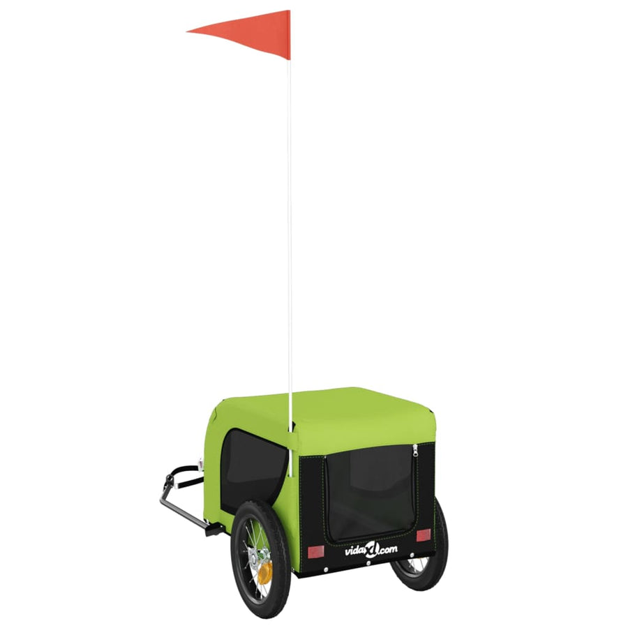 Hondenfietstrailer Oxford Stof En Ijzer En Zwart 124 x 53 x 53 cm Groen