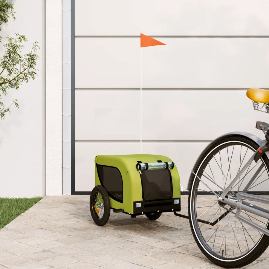 Hondenfietstrailer Oxford Stof En Ijzer En Zwart 124 x 53 x 53 cm Groen
