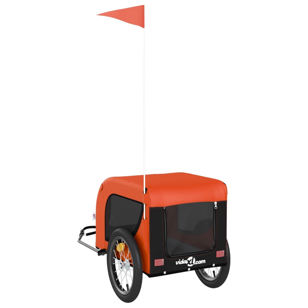 Hondenfietstrailer Oxford Stof En Ijzer Oranje En Zwart 124 x 65 x 66 cm orange