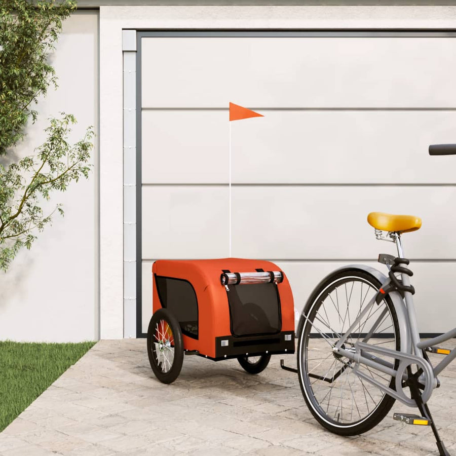 Hondenfietstrailer Oxford Stof En Ijzer Oranje En Zwart 124 x 65 x 66 cm orange