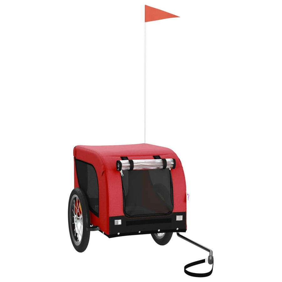 Hondenfietstrailer Oxford Stof En Ijzer En Zwart 124 x 65 x 66 cm Rood