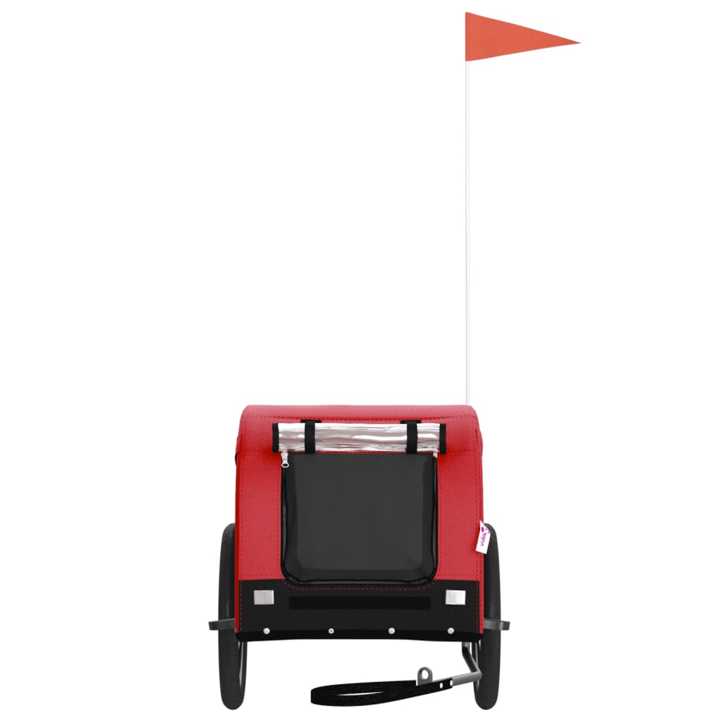 Hondenfietstrailer Oxford Stof En Ijzer En Zwart 124 x 65 x 66 cm Rood