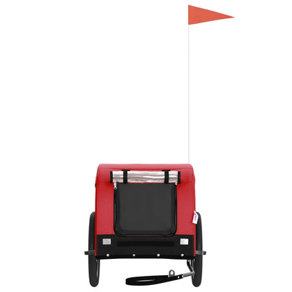 Hondenfietstrailer Oxford Stof En Ijzer En Zwart 124 x 65 x 66 cm Rood