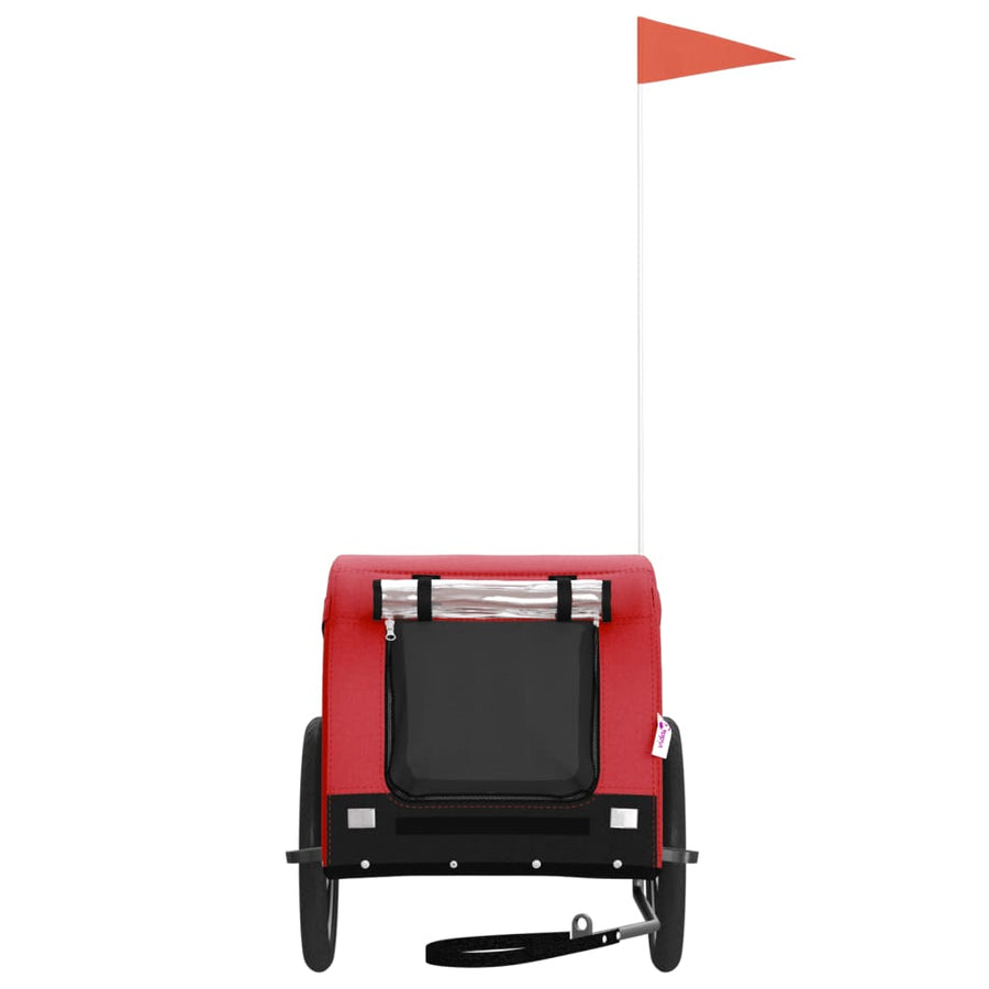 Hondenfietstrailer Oxford Stof En Ijzer En Zwart 124 x 65 x 66 cm Rood
