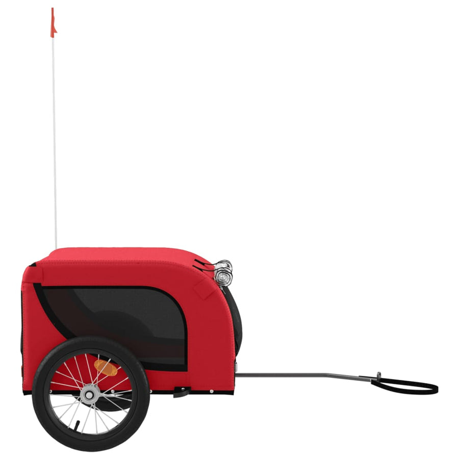 Hondenfietstrailer Oxford Stof En Ijzer En Zwart 124 x 65 x 66 cm Rood