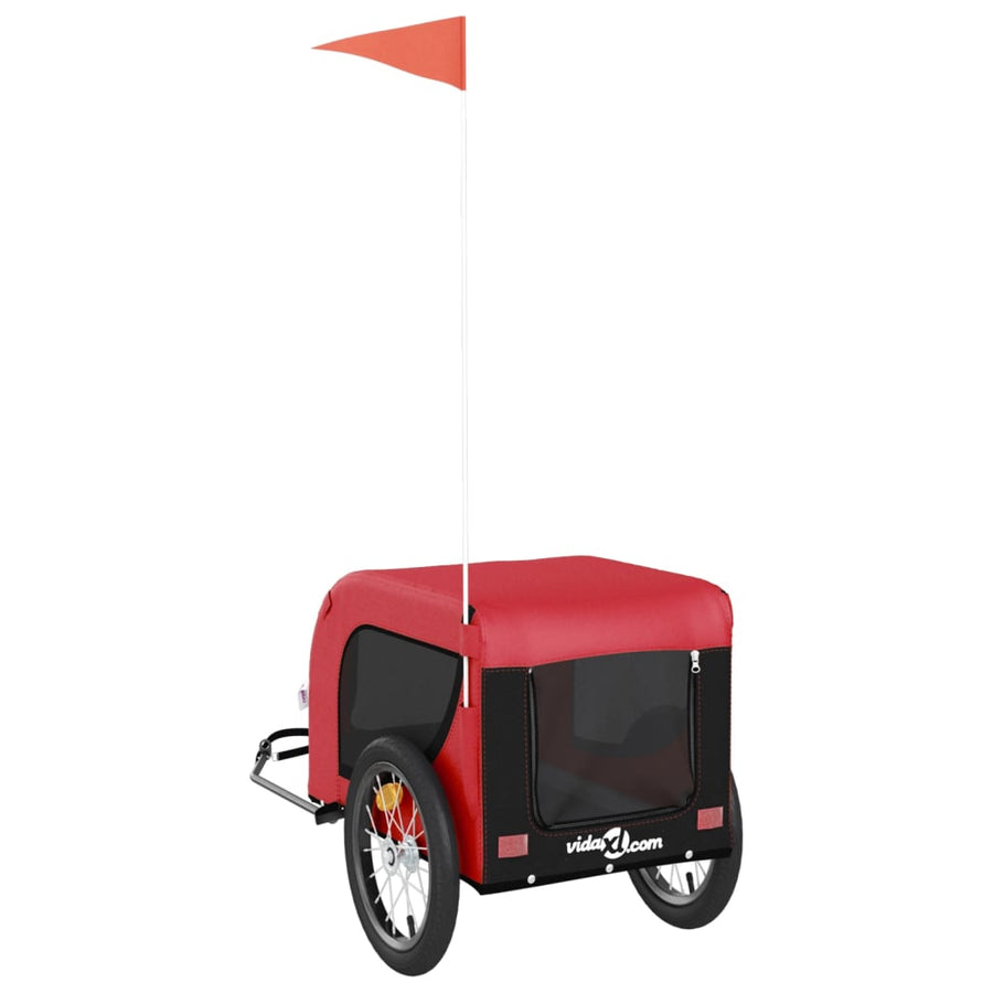 Hondenfietstrailer Oxford Stof En Ijzer En Zwart 124 x 65 x 66 cm Rood
