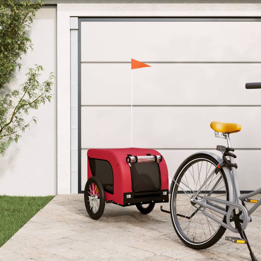 Hondenfietstrailer Oxford Stof En Ijzer En Zwart 124 x 65 x 66 cm Rood