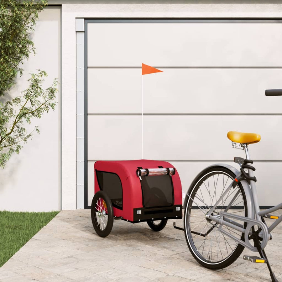 Hondenfietstrailer Oxford Stof En Ijzer En Zwart 124 x 65 x 66 cm Rood