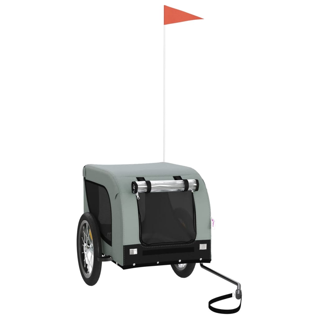 Hondenfietstrailer Oxford Stof En Ijzer En Zwart 124 x 65 x 66 cm Grijs