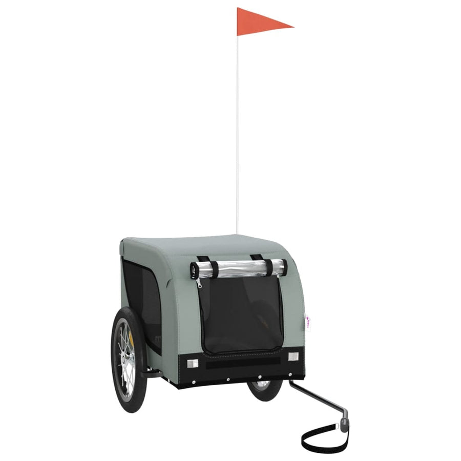 Hondenfietstrailer Oxford Stof En Ijzer En Zwart 124 x 65 x 66 cm Grijs
