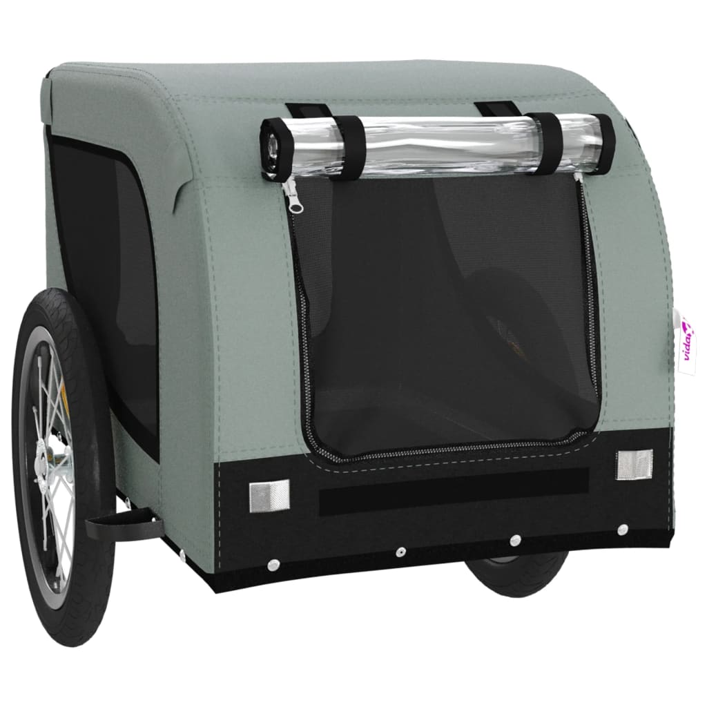 Hondenfietstrailer Oxford Stof En Ijzer En Zwart 124 x 65 x 66 cm Grijs