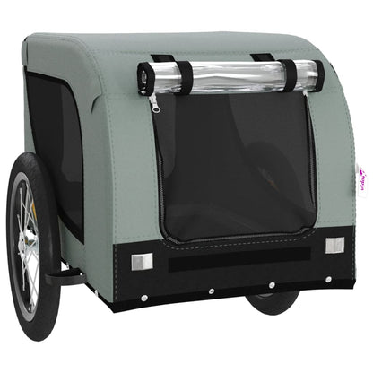Hondenfietstrailer Oxford Stof En Ijzer En Zwart 124 x 65 x 66 cm Grijs
