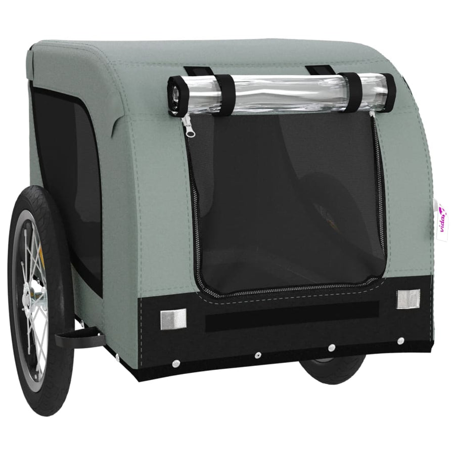 Hondenfietstrailer Oxford Stof En Ijzer En Zwart 124 x 65 x 66 cm Grijs