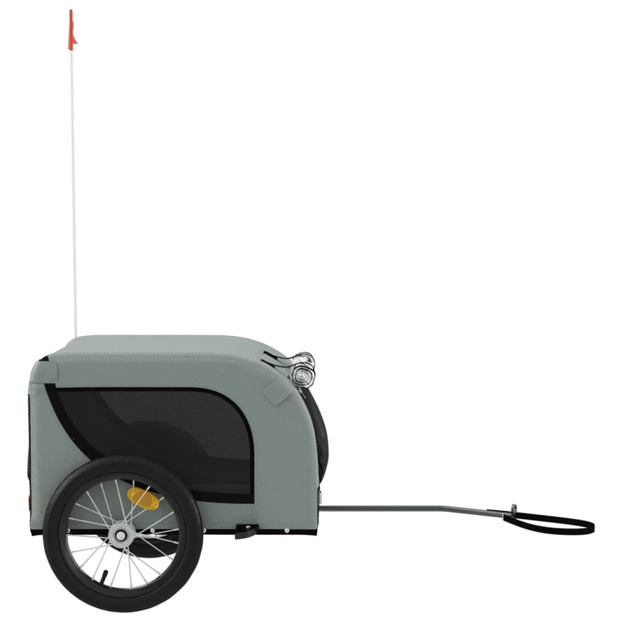 Hondenfietstrailer Oxford Stof En Ijzer En Zwart 124 x 65 x 66 cm Grijs