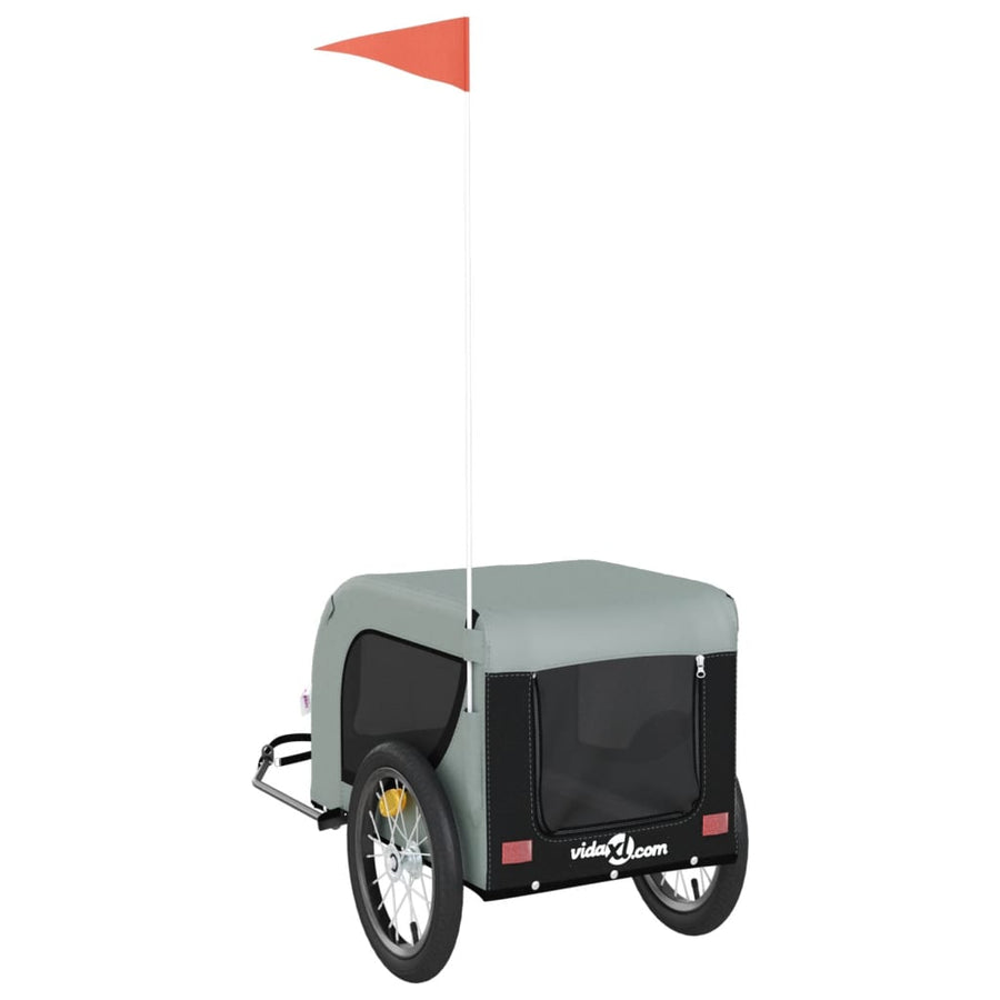 Hondenfietstrailer Oxford Stof En Ijzer En Zwart 124 x 65 x 66 cm Grijs