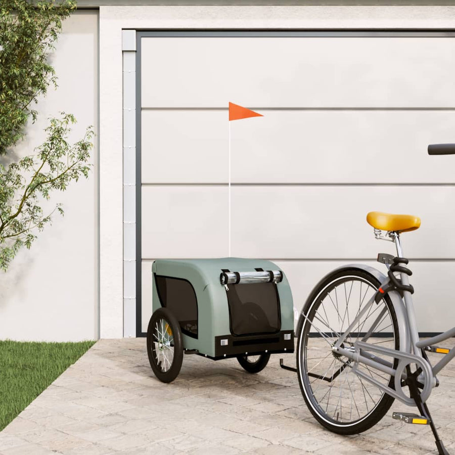 Hondenfietstrailer Oxford Stof En Ijzer En Zwart 124 x 65 x 66 cm Grijs