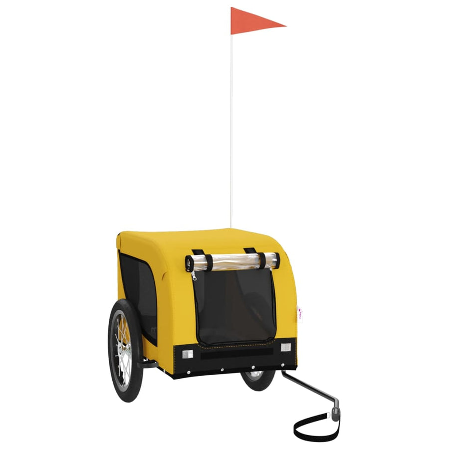 Hondenfietstrailer Oxford Stof En Ijzer En Zwart 124 x 65 x 66 cm Geel