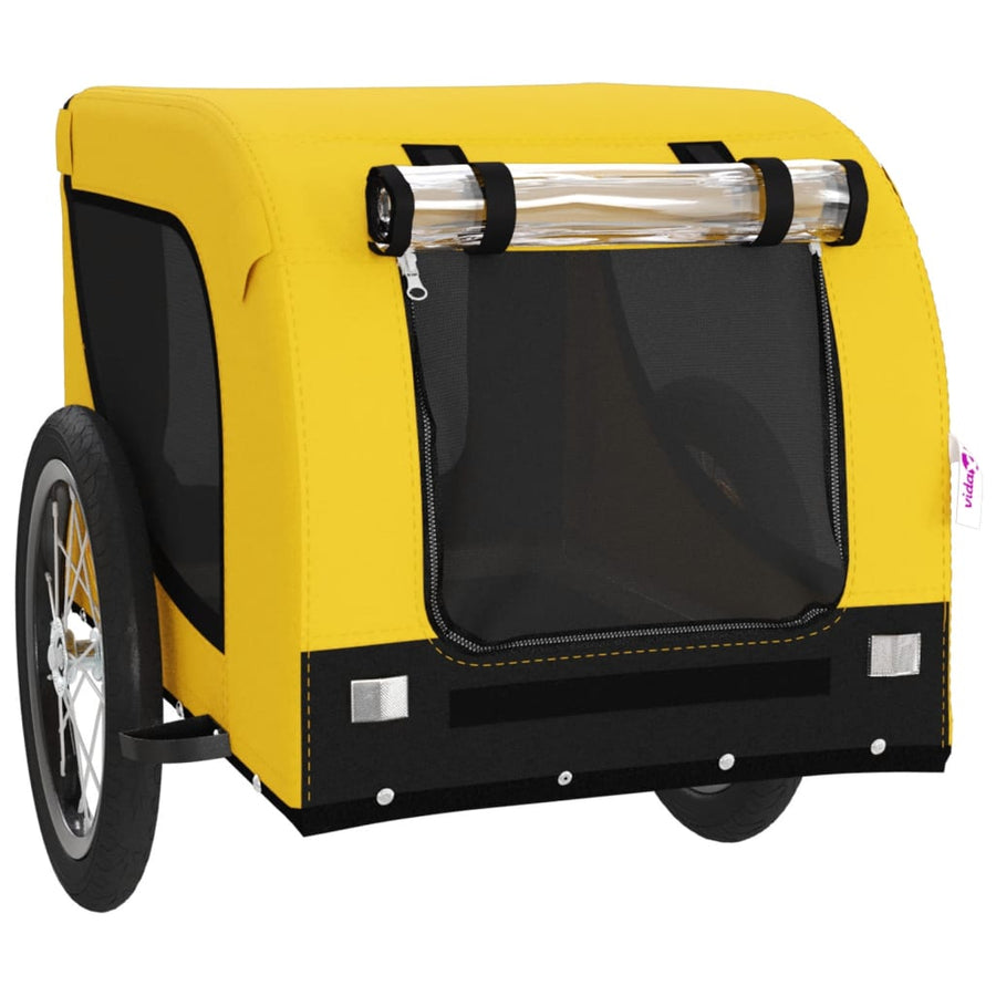 Hondenfietstrailer Oxford Stof En Ijzer En Zwart 124 x 65 x 66 cm Geel