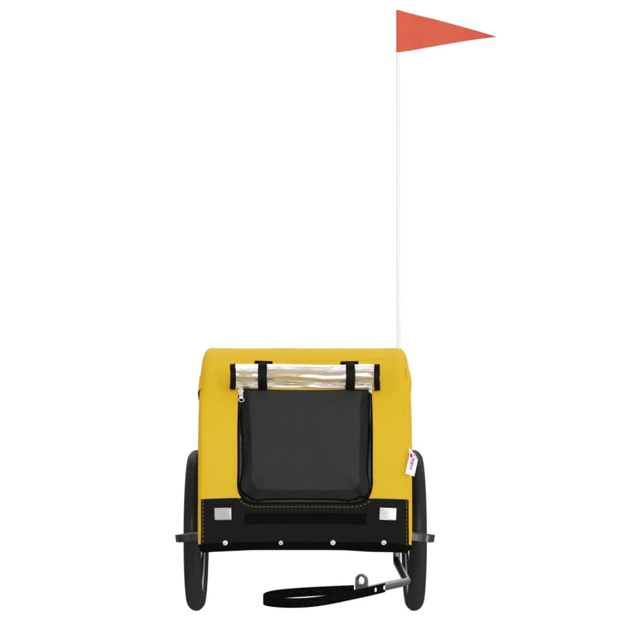 Hondenfietstrailer Oxford Stof En Ijzer En Zwart 124 x 65 x 66 cm Geel