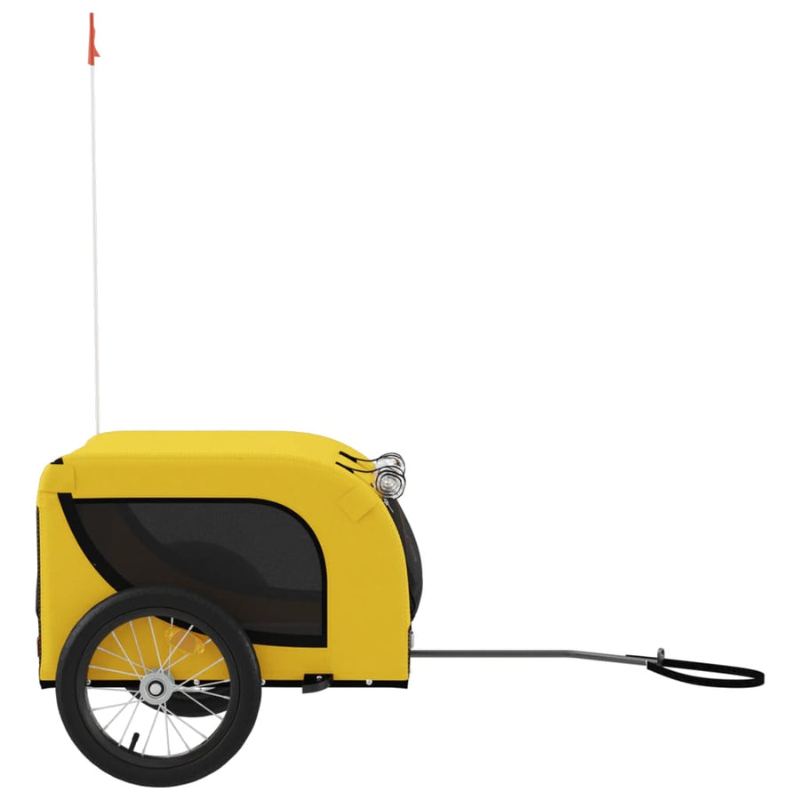 Hondenfietstrailer Oxford Stof En Ijzer En Zwart 124 x 65 x 66 cm Geel