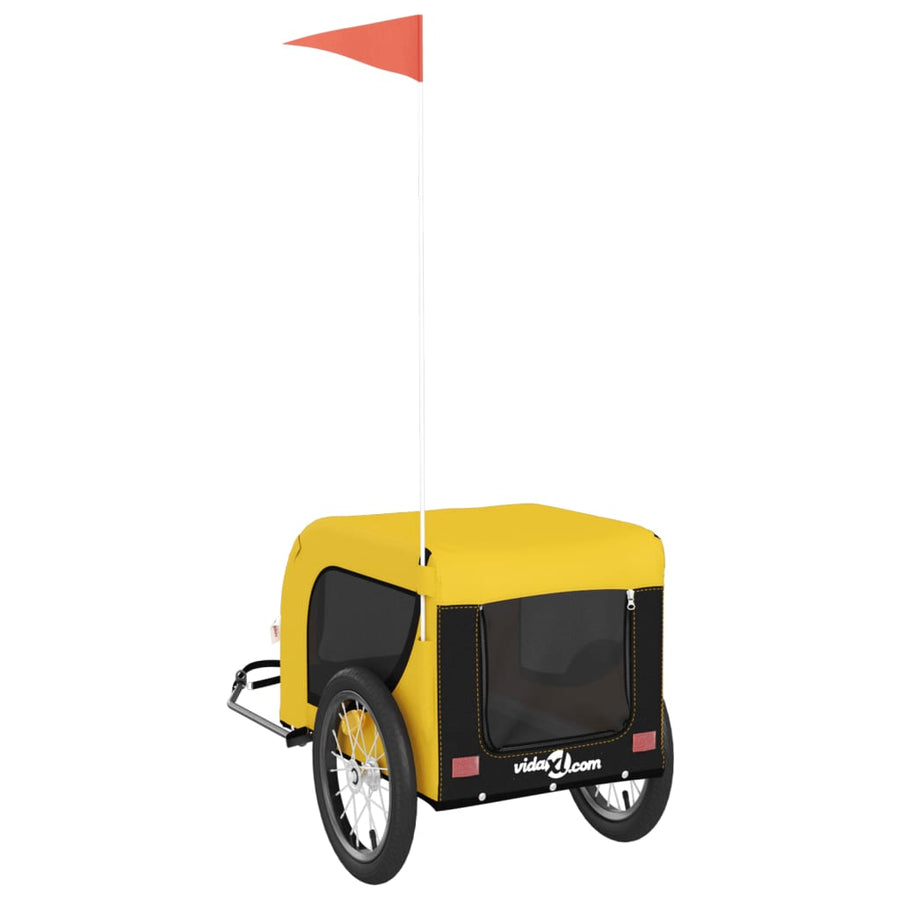Hondenfietstrailer Oxford Stof En Ijzer En Zwart 124 x 65 x 66 cm Geel