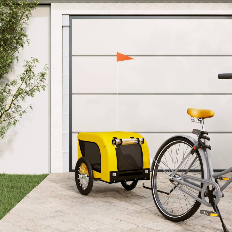 Hondenfietstrailer Oxford Stof En Ijzer En Zwart 124 x 65 x 66 cm Geel