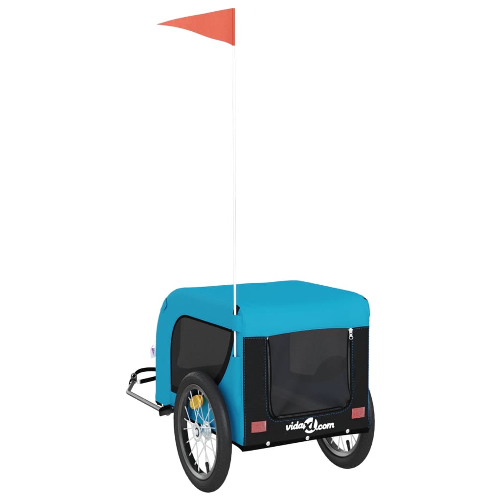 Hondenfietstrailer Oxford Stof En Ijzer En Zwart 124 x 65 x 66 cm Blauw