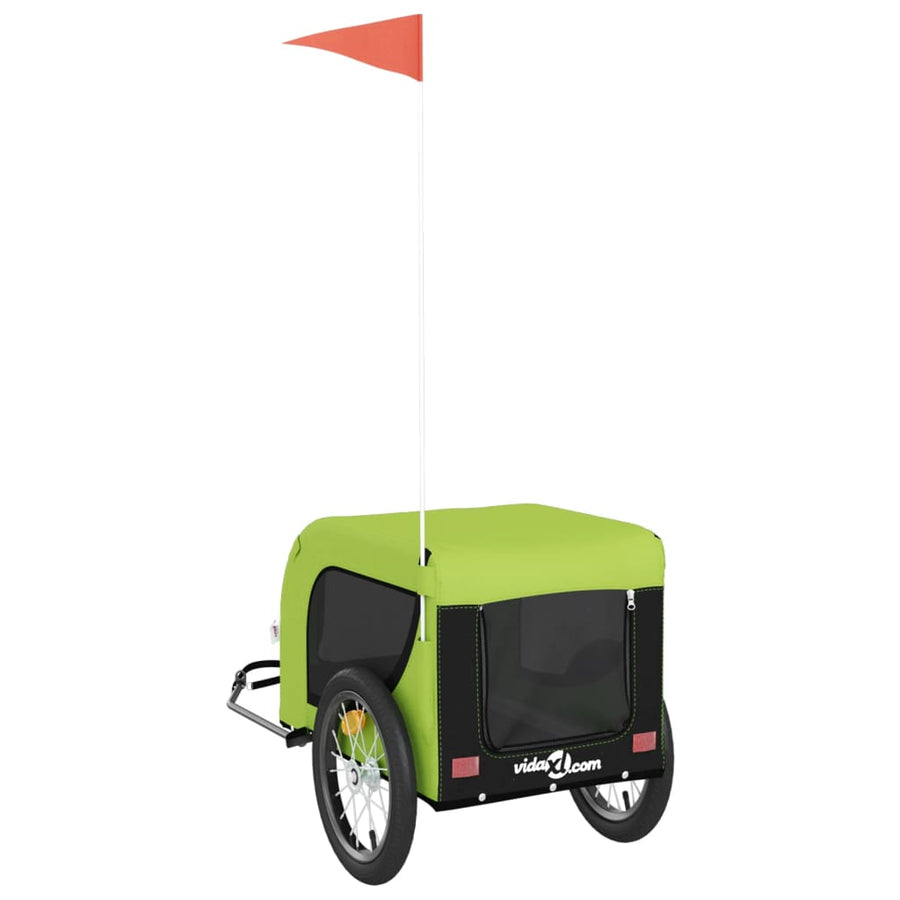 Hondenfietstrailer Oxford Stof En Ijzer En Zwart 124 x 65 x 66 cm Groen