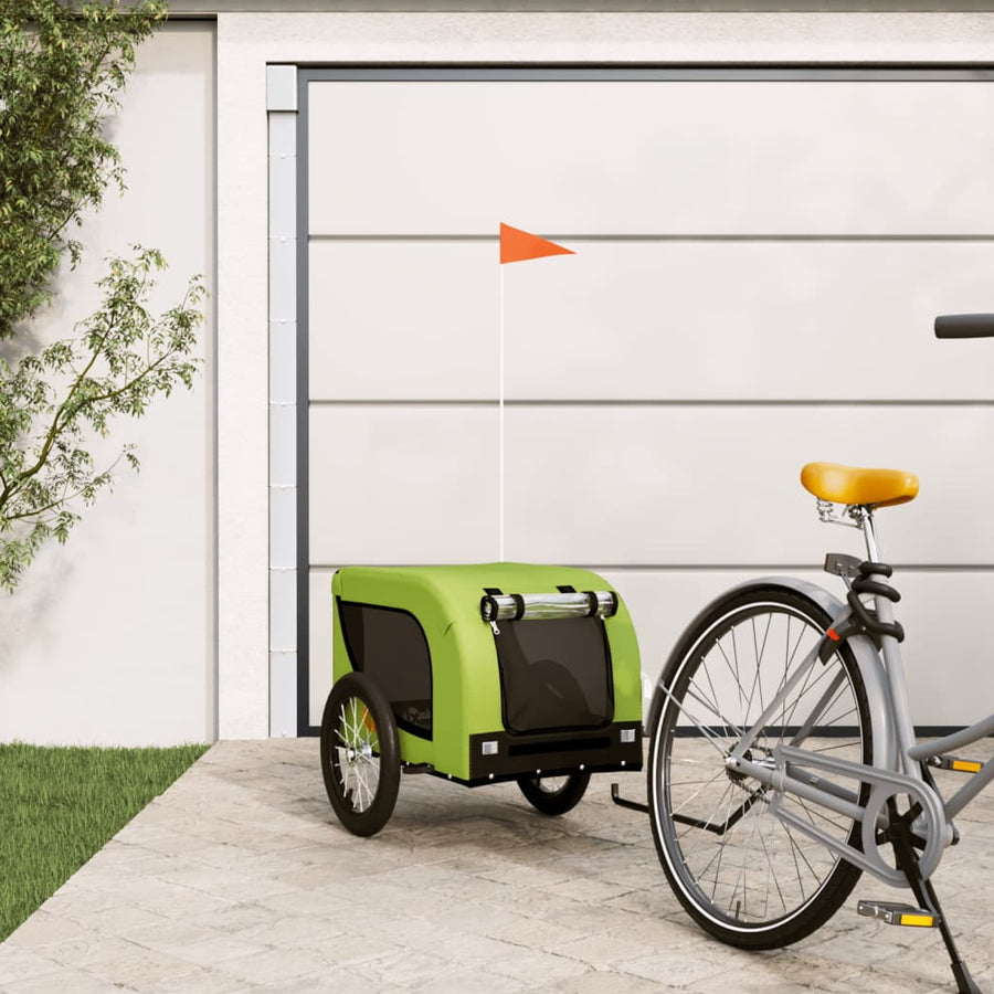 Hondenfietstrailer Oxford Stof En Ijzer En Zwart 124 x 65 x 66 cm Groen
