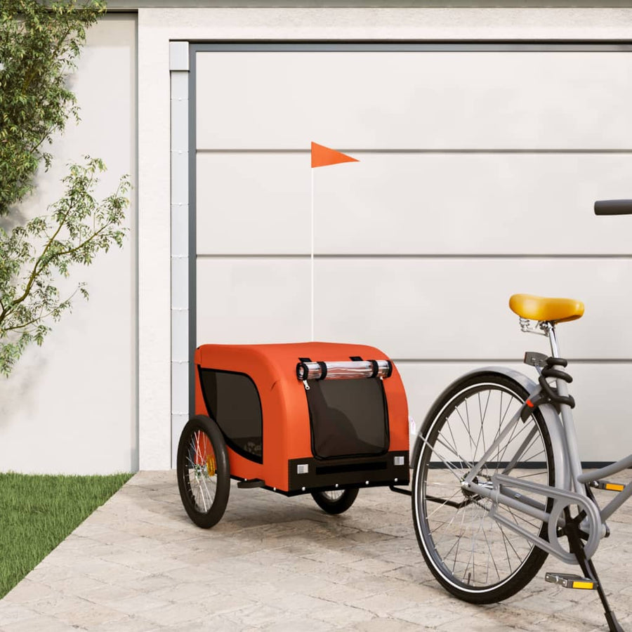 Hondenfietstrailer Oxford Stof En Ijzer Oranje En Zwart 136 x 69 x 73.5 cm orange