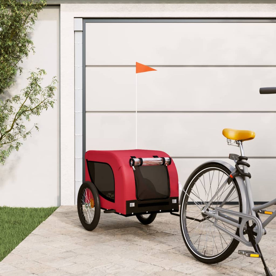 Hondenfietstrailer Oxford Stof En Ijzer En Zwart 136 x 69 x 73.5 cm Rood